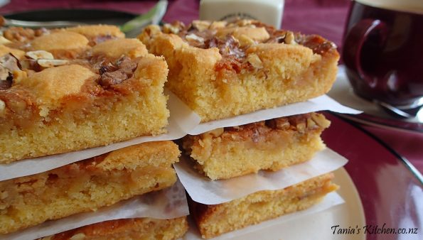 Crispy Walnut Carmel Slice