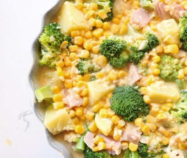 Potato, Ham & Broccoli, Self-Crusting Quiche