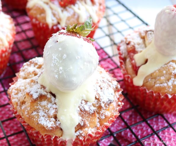 strawberry & white chocolate muffins