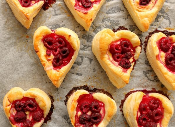 raspberry puff hearts