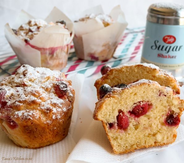 cranberry & white chocolate muffins