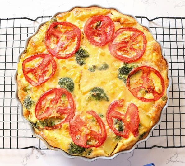 Potato, Ham & Broccoli, Self-Crusting Quiche