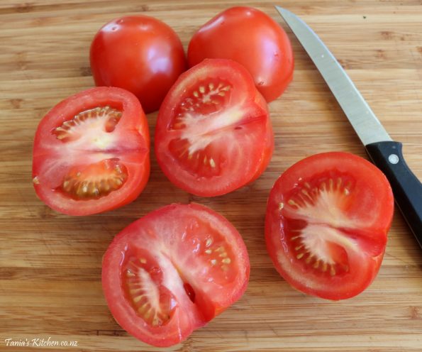 slow roasted basil tomatoes