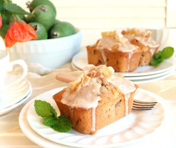 Baby Feijoa & Crispy Walnut Gingerbread Loaves