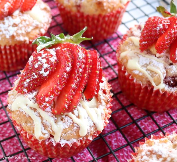 strawberry & white chocolate muffins