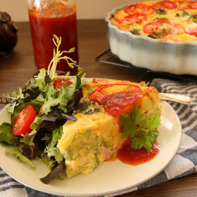 Potato, Ham & Broccoli, Self-Crusting Quiche