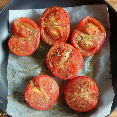 slow roasted basil tomatoes