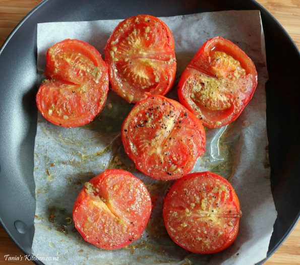 slow roasted basil tomatoes