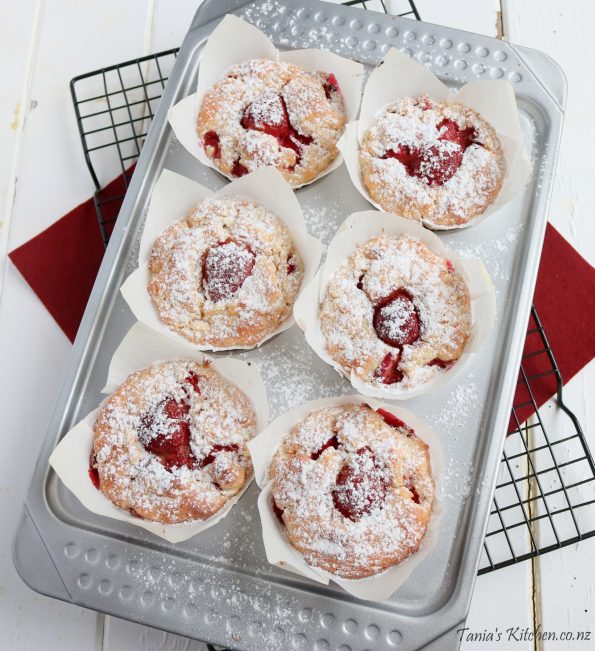 strawberry & white chocolate muffins