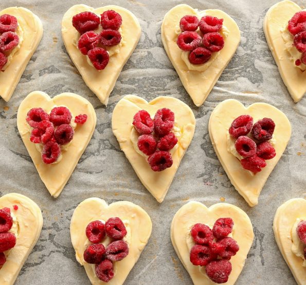 raspberry puff hearts