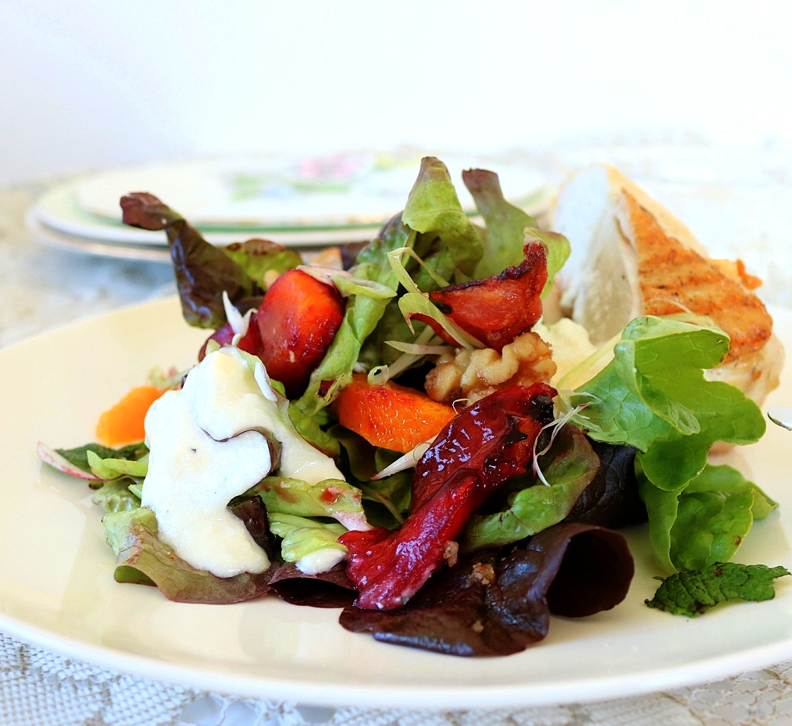 Roasted Tamarillo Salad with Chunky Feta Dressing