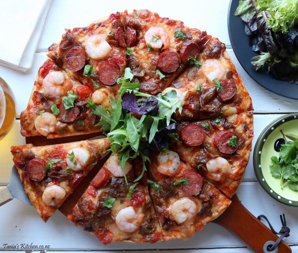 prawn & chorizo pizza