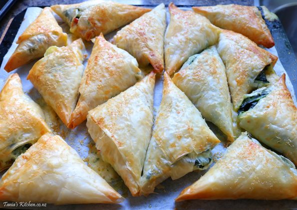 chorizo & prawn spanakopitas