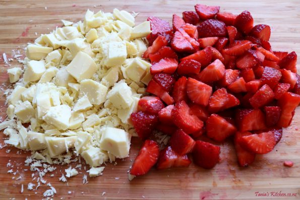 strawberry & white chocolate muffins