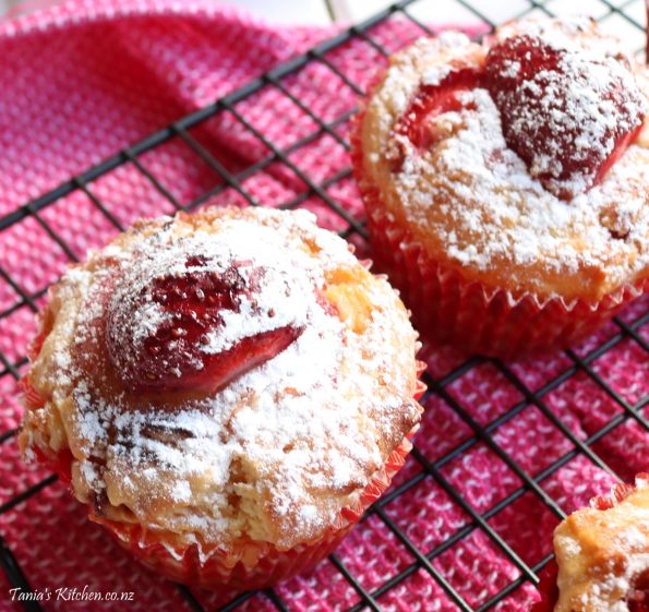 strawberry & white chocolate muffins