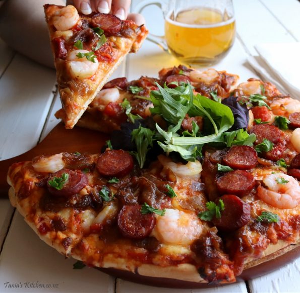 prawn & chorizo pizza